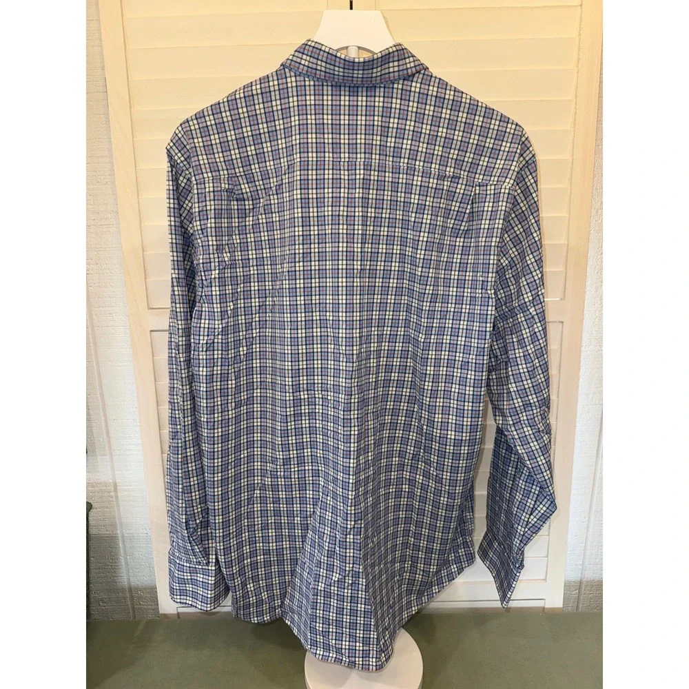 Southern Tide Performance Shirt Mens Blue Plaid Button Down Long Sleeve Large - Picture 3 of 4